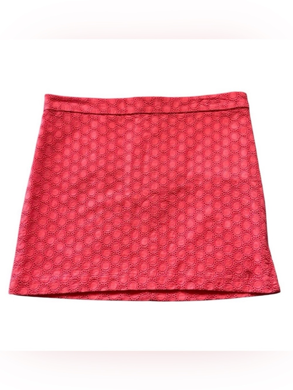Gap Eyelet Lace Mini Skirt Red Coral Cotton Boho Summer vacation Sz 8